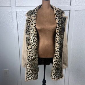 Donna Salyers Fabulous-Furs Leopard Lined Faux Suede Coat Women’s XL Y2K Glam